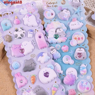 Kawaii Cartoon Animals Crystal Decorative 3d Puffy Stickers Cute