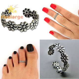 925 Sterling Silver Plated Adjustable Carving Pattern Vintage Style Toe Ring