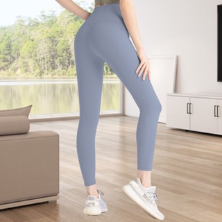 Women's Ultra Soft High Waisted Seamless Leggings Tummy Control Yoga Pants  (Steel Blue,Large)