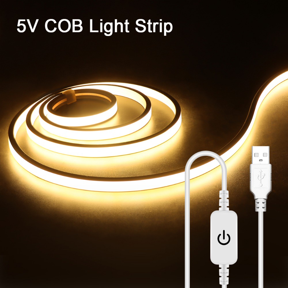 5V USB Touch Sensor Switch COB LED Strip 1M/2M/3M/4M/5Meters Led Neon ...