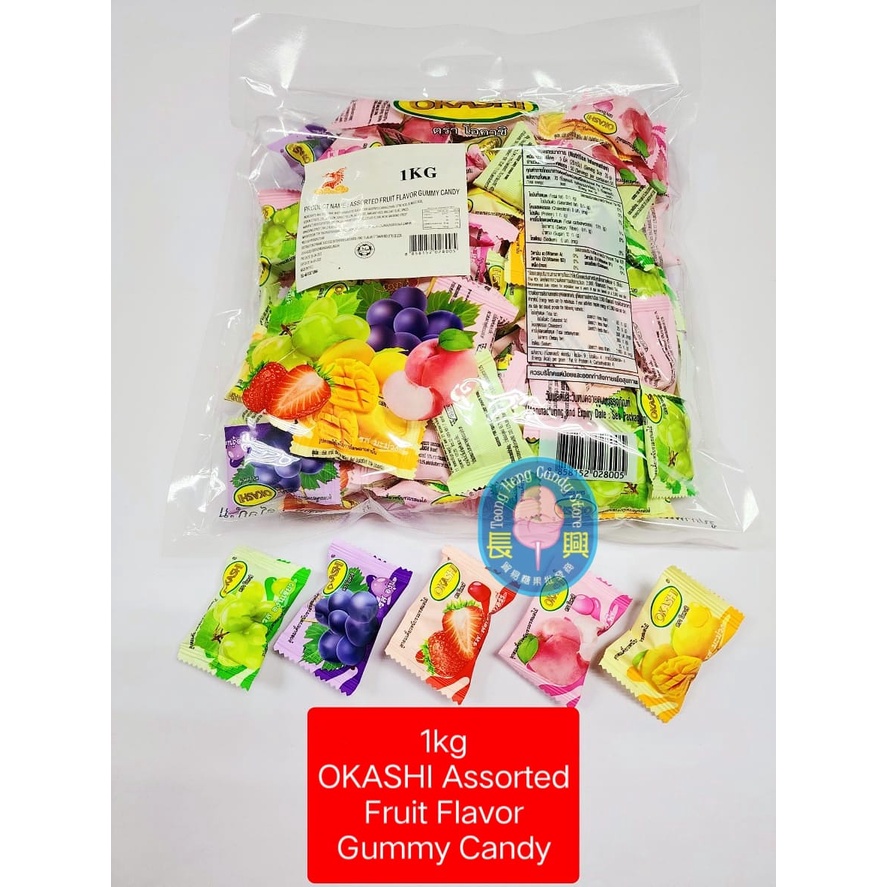 1kg OKASHI Assorted Fruit Flavor Gummy Candy HALAL (100pcs