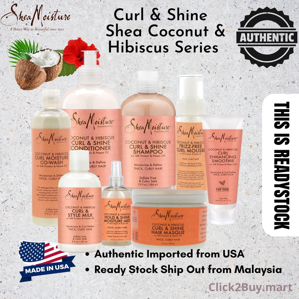 Shea Moisture Sheamoisture Coconut And Hibiscus Curl And Shine Conditioner Shampoo Co Wash 384ml 9255