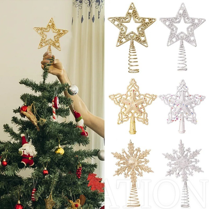 Christmas Home Decoration / Glitter Hollow Snowflake Star Christmas