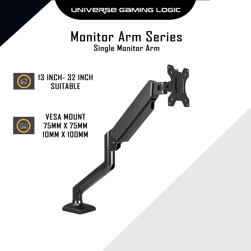 UGL Monitor Arm Gas Strut Flexi Mount Adjustable Stand Monitor Arm ...