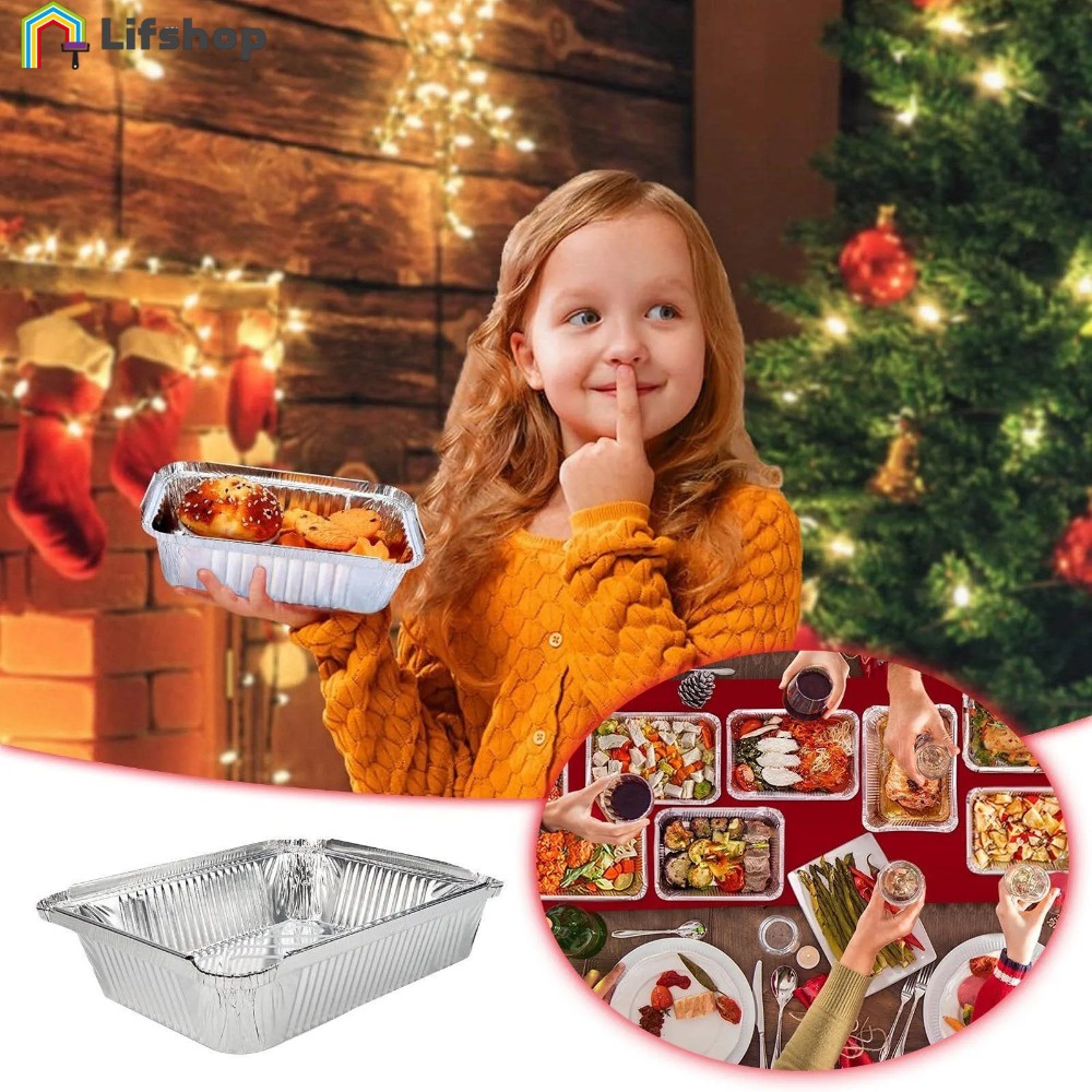 Christmas Tin Foil Box / Christmas Aluminum Tin Foil Lunch Box Barbecue