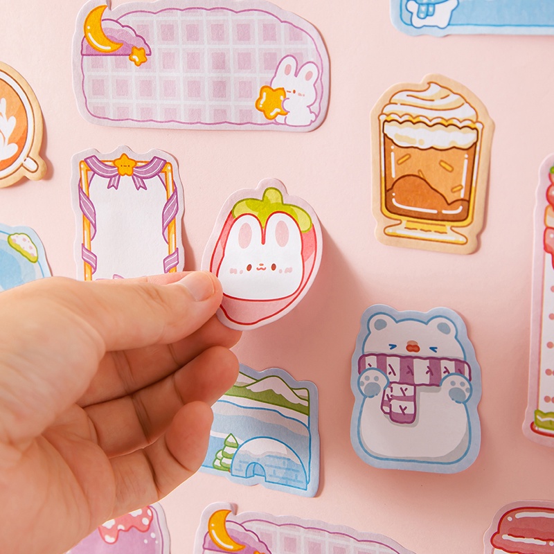 60 Sheets Cute Cartoon Shaped Sticky Notes Student Tearable Note Paper ...