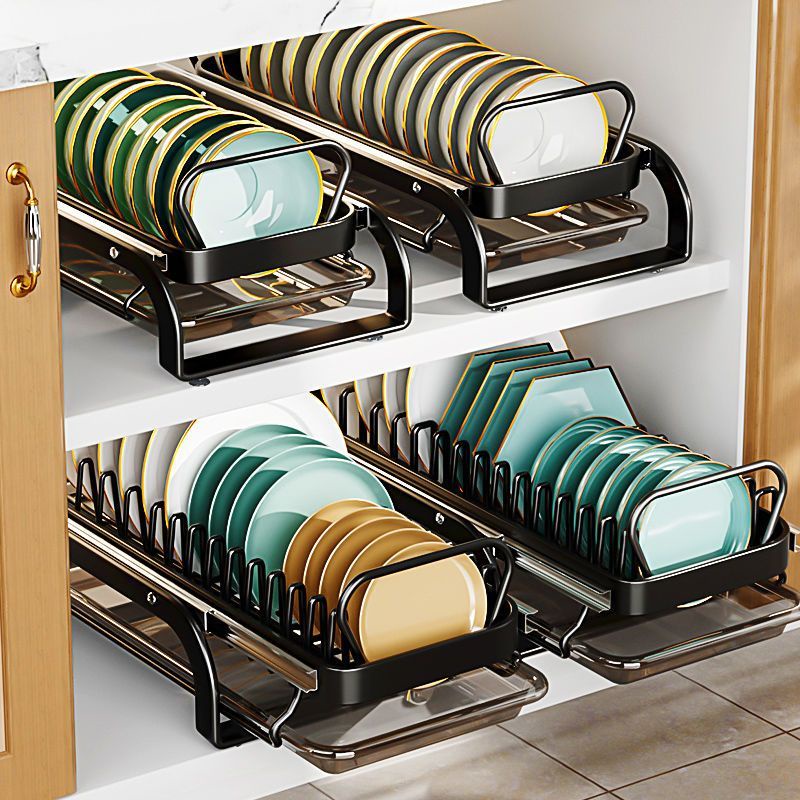 🔥KAKA🔥Kitchen Dish Storage Rack Pull-out Dish Drain Rack Cabinet Built ...