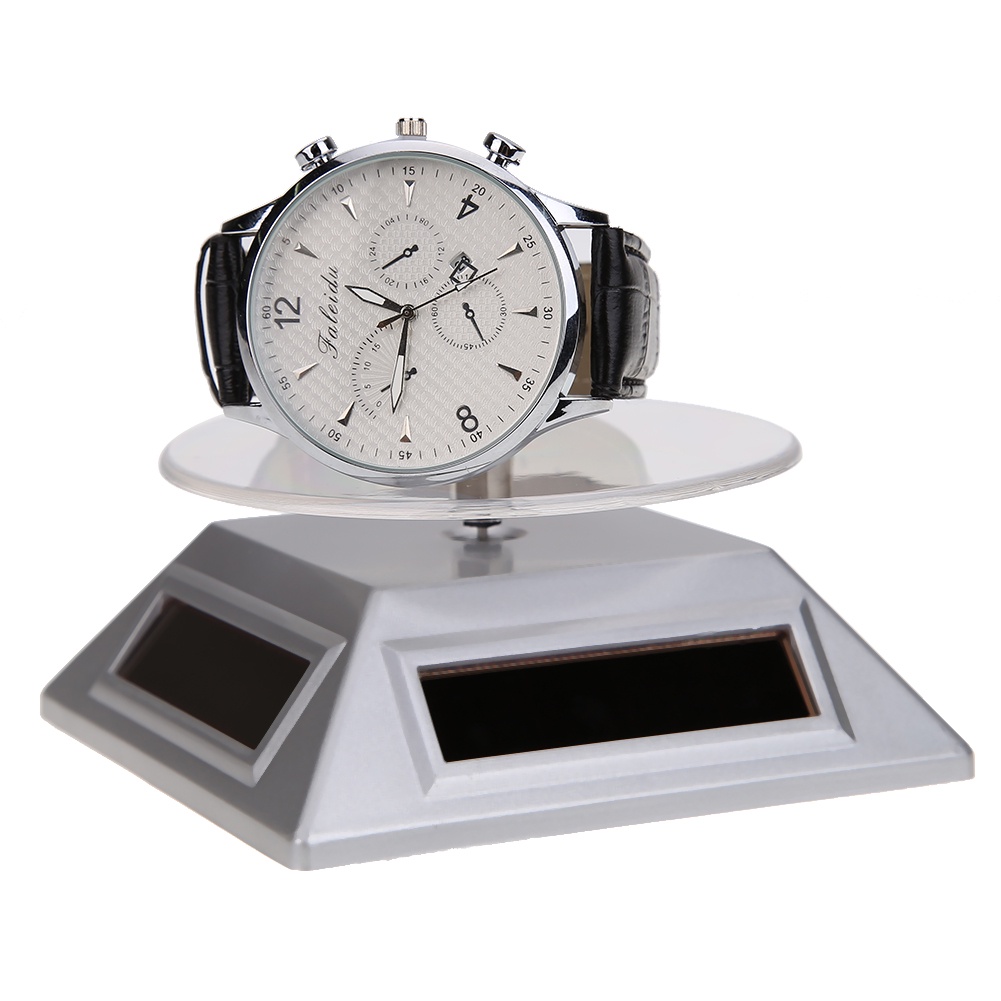 Solar Power Showcase 360 Turntable Rotating Jewelry Watch Ring Display ...