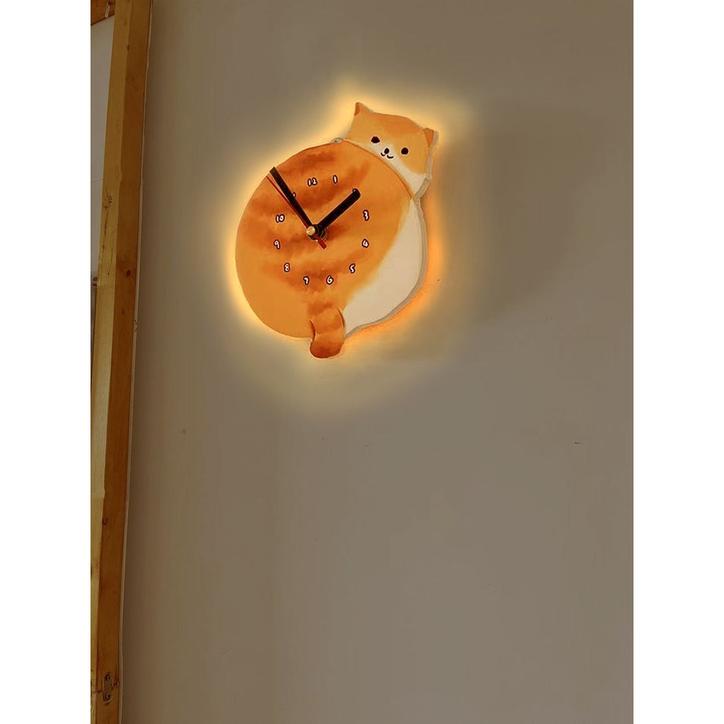 Wall Clock Silent Clock Cute Cartoon Cat Wall Clock Remote Control ...