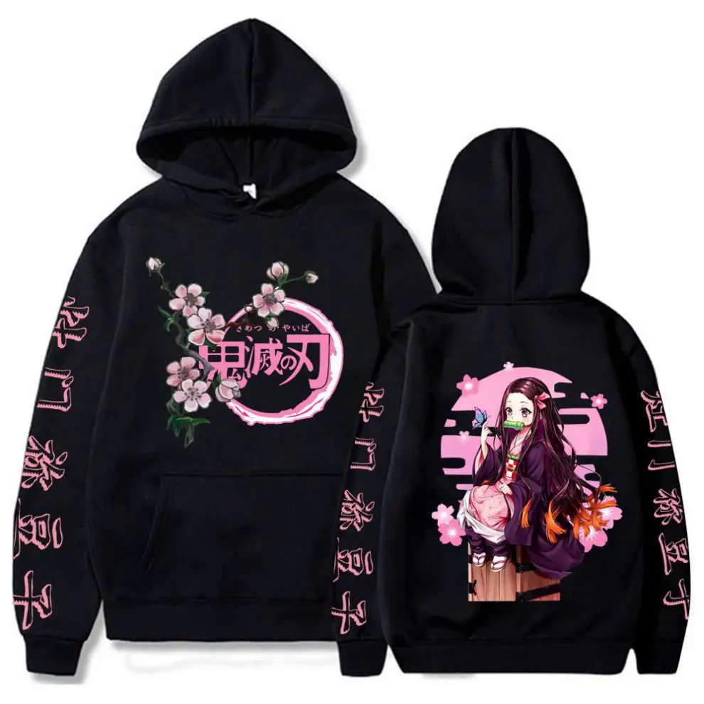 Kimetsu No Yaiba Demon Slayer Hoodies 90s Anime Kamado Nezuko Printing Fashion Hooded Sweatshirt