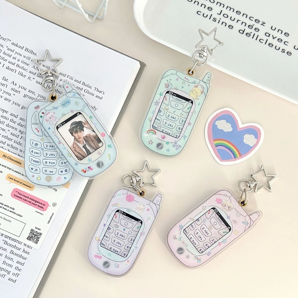 Kawaii Inch Acrylic Card Holder Keychain Pendant KPOP Photocard
