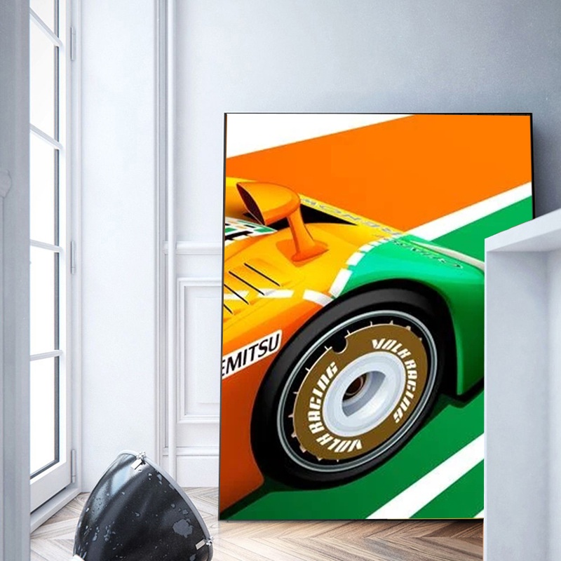 Retro Racing Car Poster 911 RSR Race Car Canvas Prints 24 Heures Du