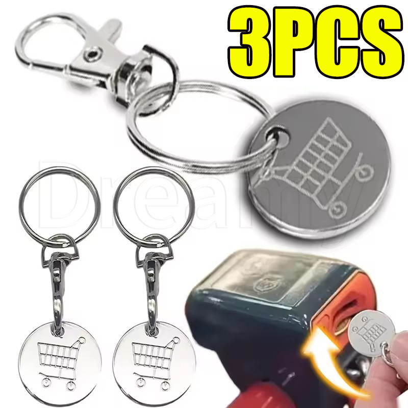 1/3Pcs Shopping Trolley Token Keychain - Shopping Cart Tokens Keyring ...