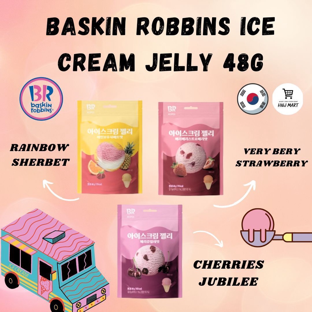 Korea Baskin Robbins Ice Cream Jelly 48G / Cherries Jubilee / Rainbow