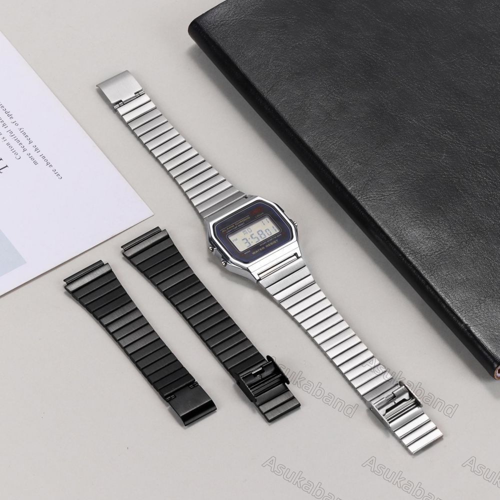 Classic Watch Band Strap for Casio A158 A168 SGW400 F91W F84 F105 F108 AE1200 AE1300 Digital Silver Block Bracelet 18mm 20mm Shopee Singapore