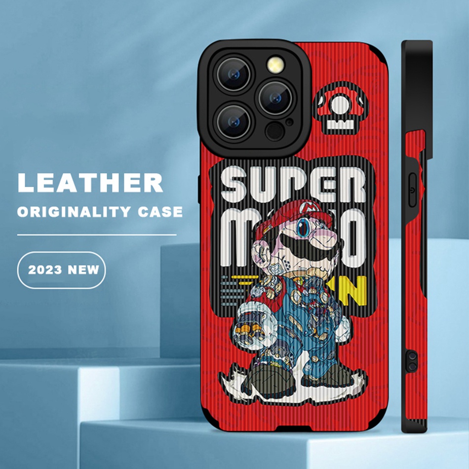 Super Mario Leather Phone Case for iPhone 15 11 12 13 14 Pro Max 7