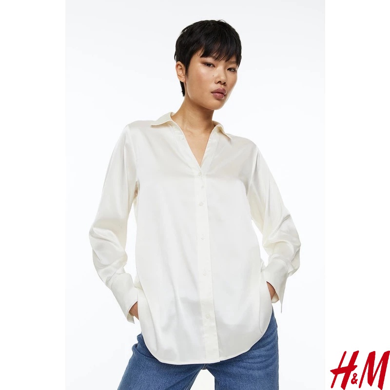 White button up hot sale shirt h&m