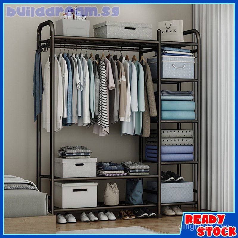 Movable Metal Clothes Drying Rack Simple Clothes Rack Wardrobe Type ...