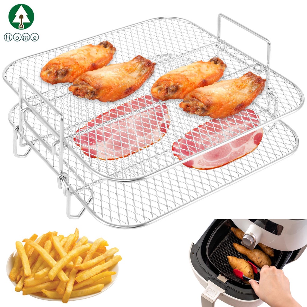 Air Fryer Rack 2 Layer Air Fryer Dehydrator Rack Stainless Steel Grill