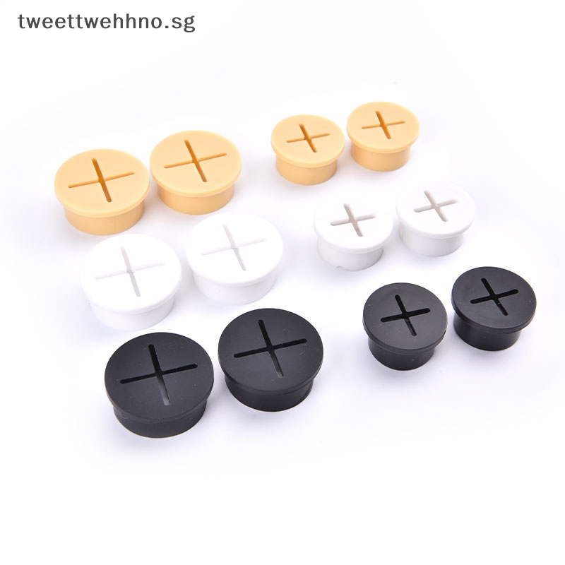 TW 2Pcs Flexible Silicone Cable Hole Cover Desk Cord Grommet Rubber