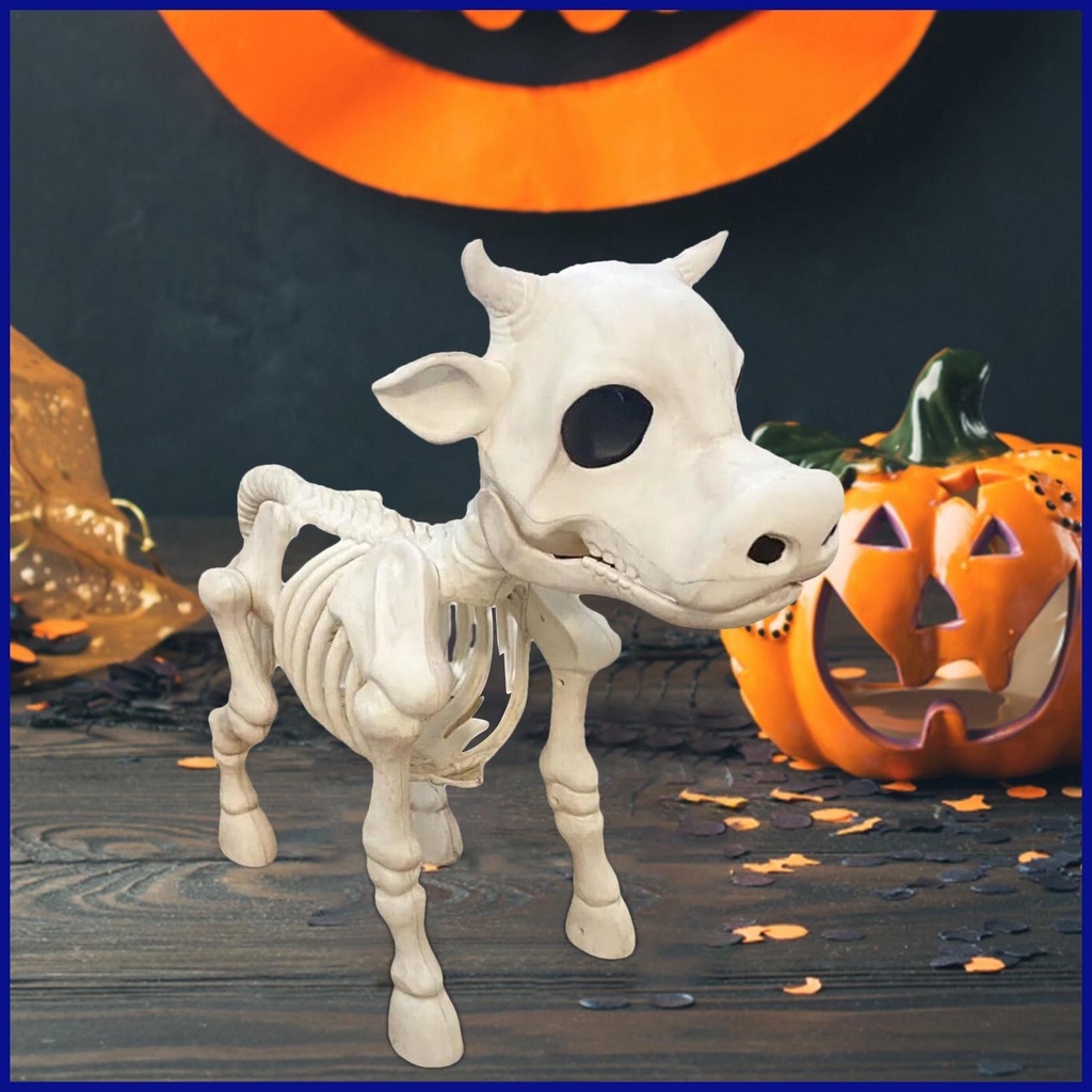 Halloween Cow Skeleton Spooky 2023 Halloween Skeleton Decorations Realistic Skeleton Cow Statue