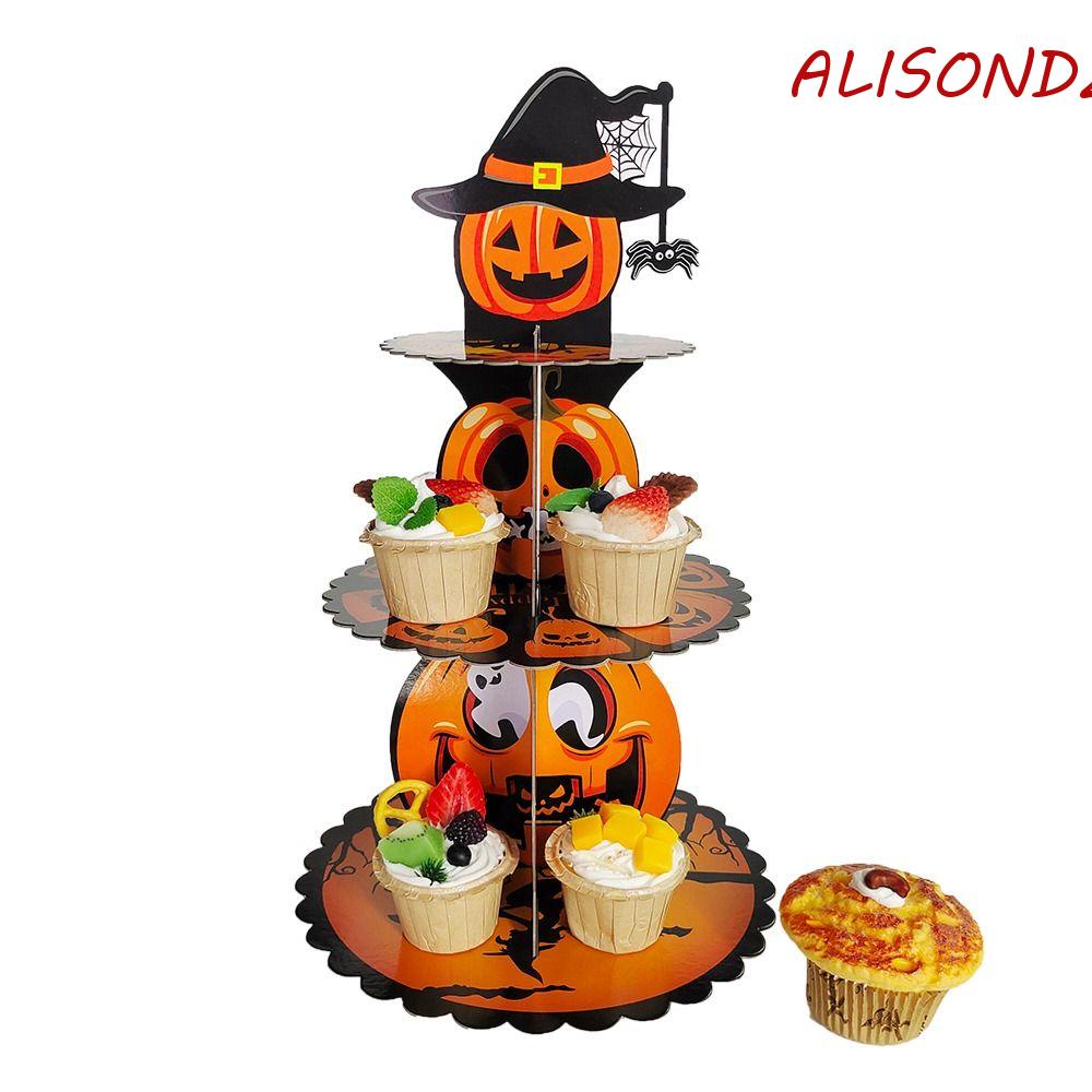 ALISONDZ Halloween Cupcake Stand, Display Rack Paper Pumpkin Dessert