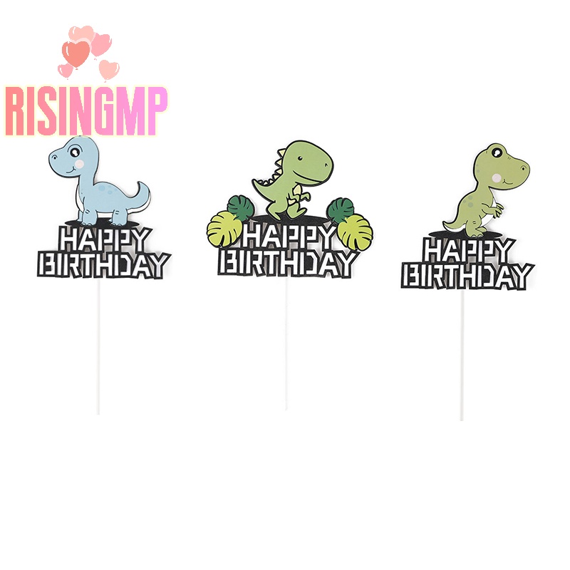 [risingmpS] Dinosaur Happy Birthday Dinosaur Cake Topper Cartoon Theme