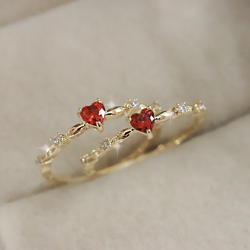 Red heart deals stone ring