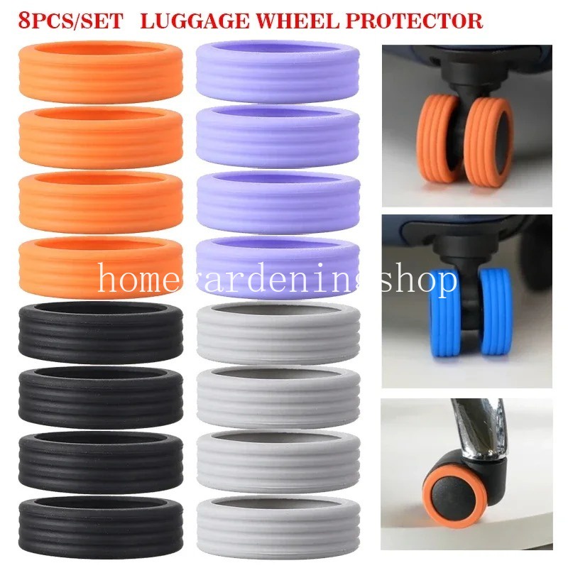 8pcs Luggage Wheels Protector Silicone Wheels Caster Shoes Travel ...