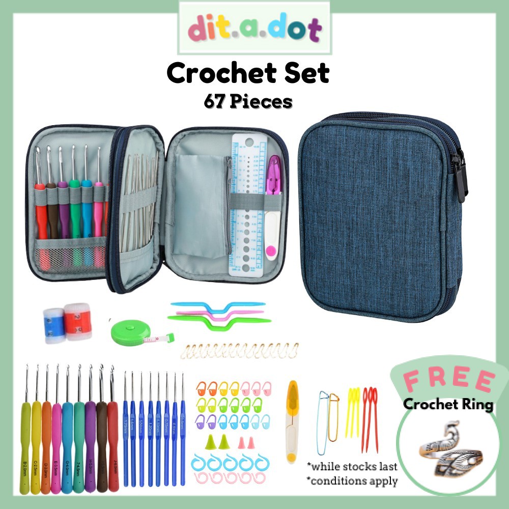 [SG] DitaDot 67pcs Crochet Set, Crocheting Needles with Soft, Ergonomic