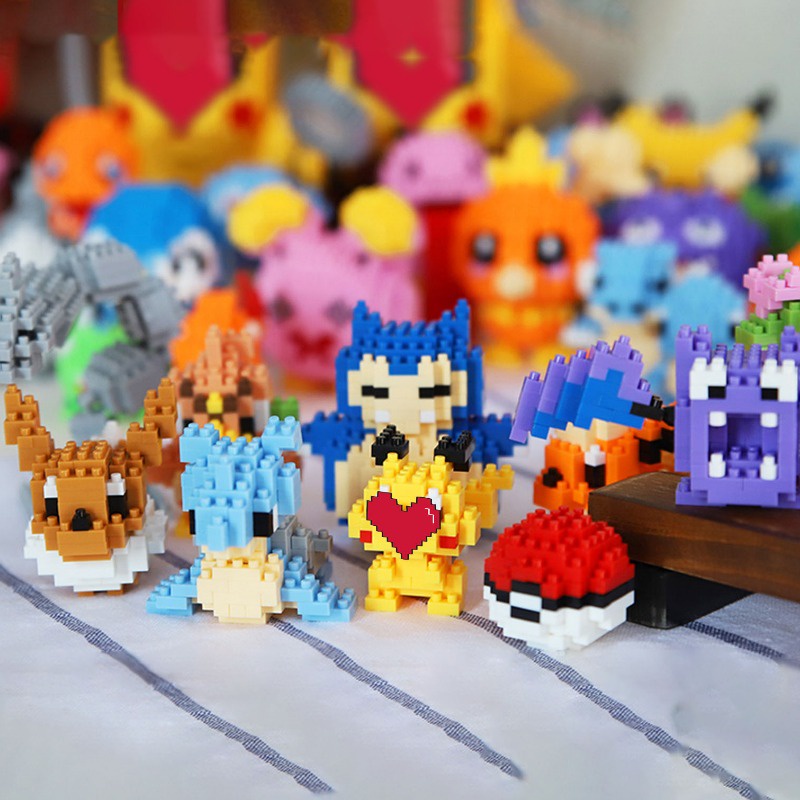 Pokemon DIY Mini Building Block Pikachu Character Johnny Turtle Model ...
