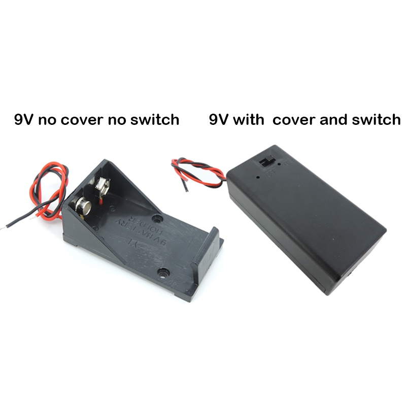 2 types 9 Volt Box Pack Power Toggle Black 9V Battery Holder with ON ...