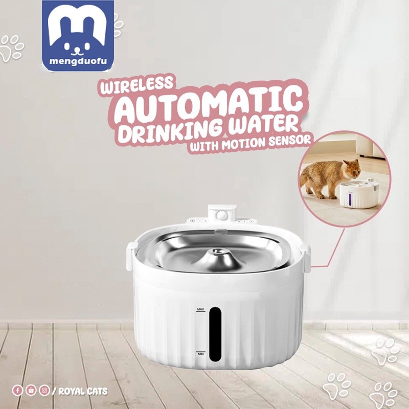 [SG Stock] 2L Cat Water Fountain 5000mAh Automatic Pet Water Fountain Dispenser Wireless Sensor Water Feeder Cat Drinking