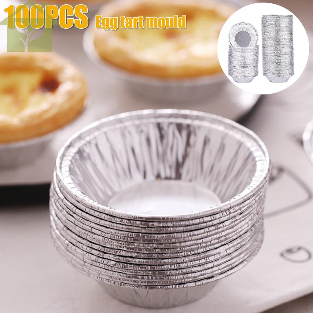 100Pcs Egg Tart Molds Food Grade Aluminum Foil Egg Tart Pan Mini