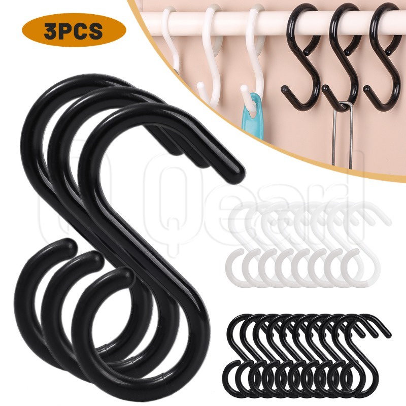 3Pcs Japanese-style S-type Soft-headed Hook / Multi-function Wardrobe ...