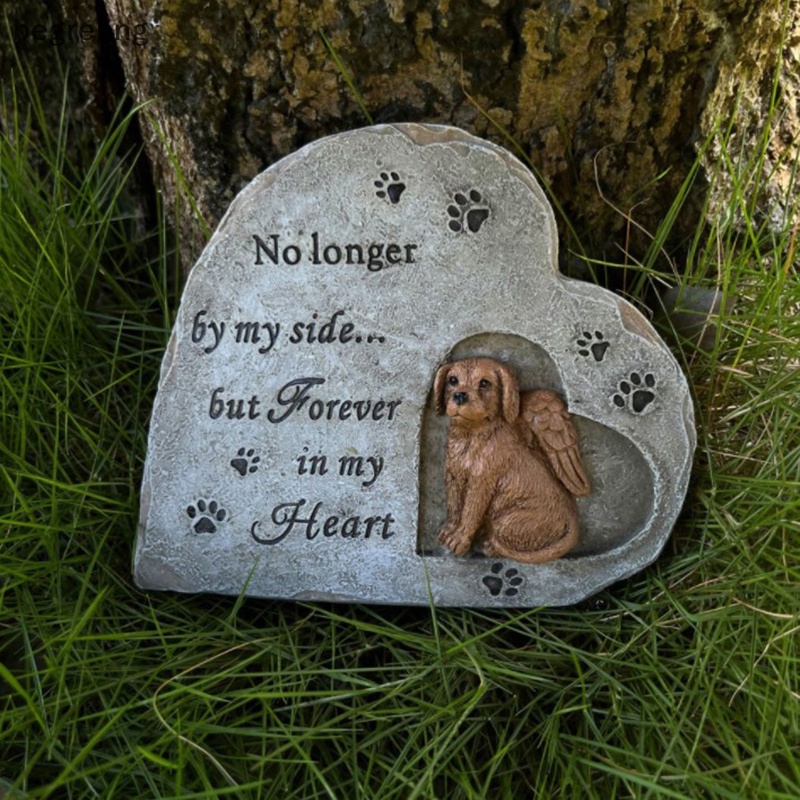 beg Pet Tombstone For Dog Resin Dog Memorial Grave Marker Heartshaped