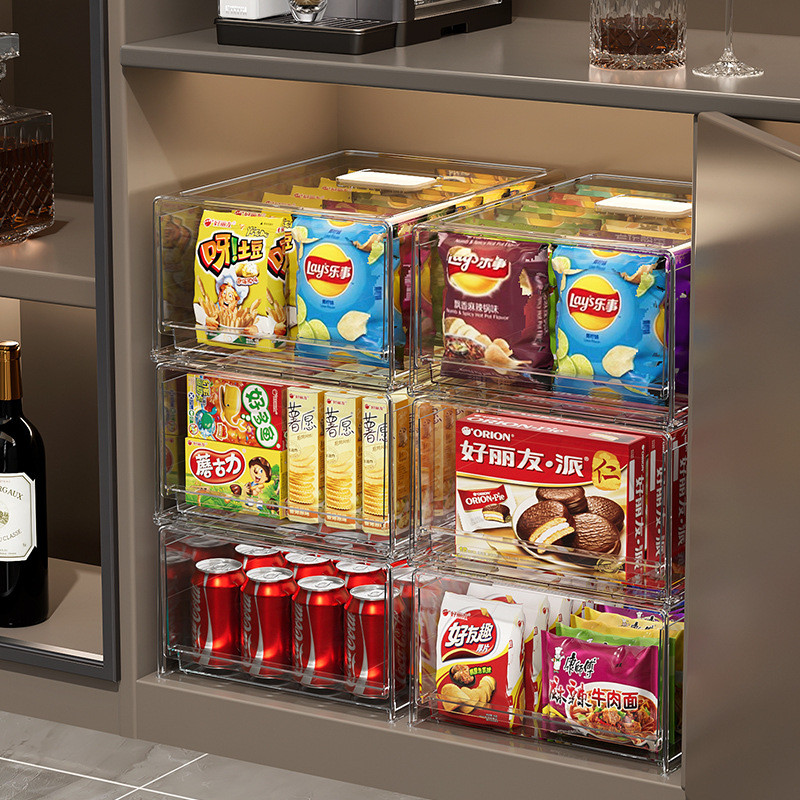 Desktop Snack Organizer, Transparent Drawer Storage Box for Snacks ...