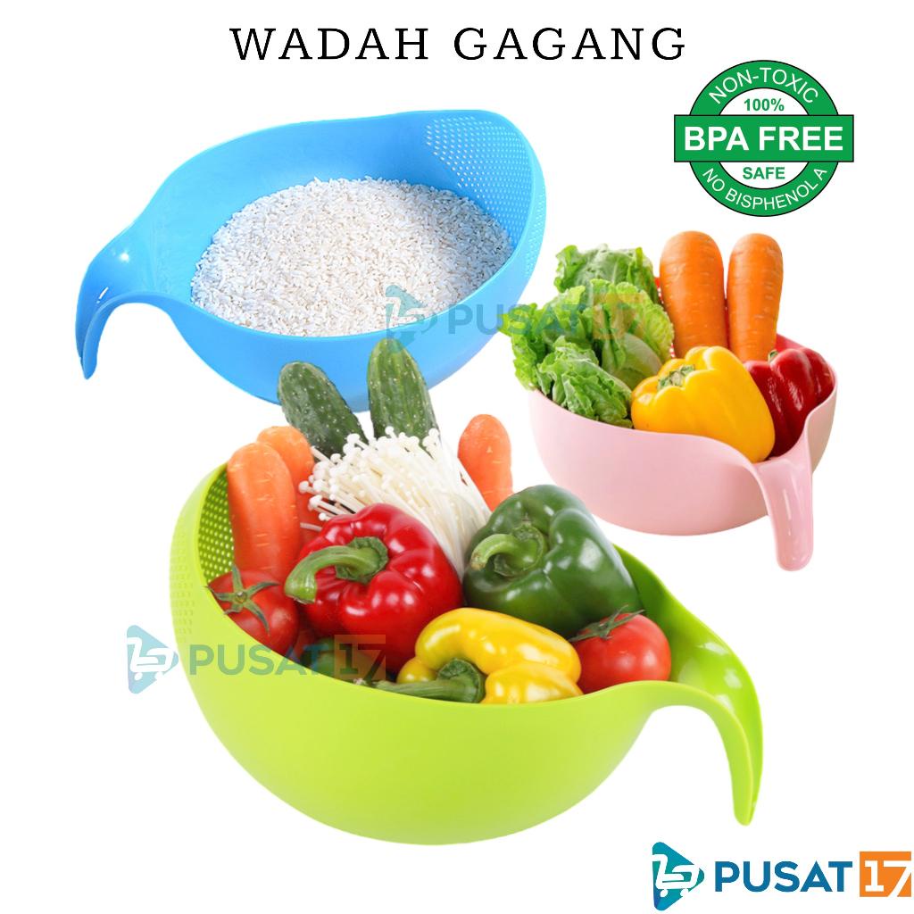 PUSAT17 H06 KERANJANG CUCI BERAS SAYUR BUAH GAGANG SERBAGUNA / TEMPAT WADAH SARINGAN BERAS BUAH SAYUR MULTIFUNGSI / PERALATAN DAPUR UNIK