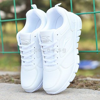 White leather sale running shoes