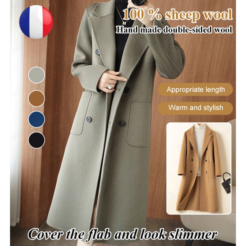 NEW Elegant Mid length Woolen Coat for Women Autumn Coat Shopee