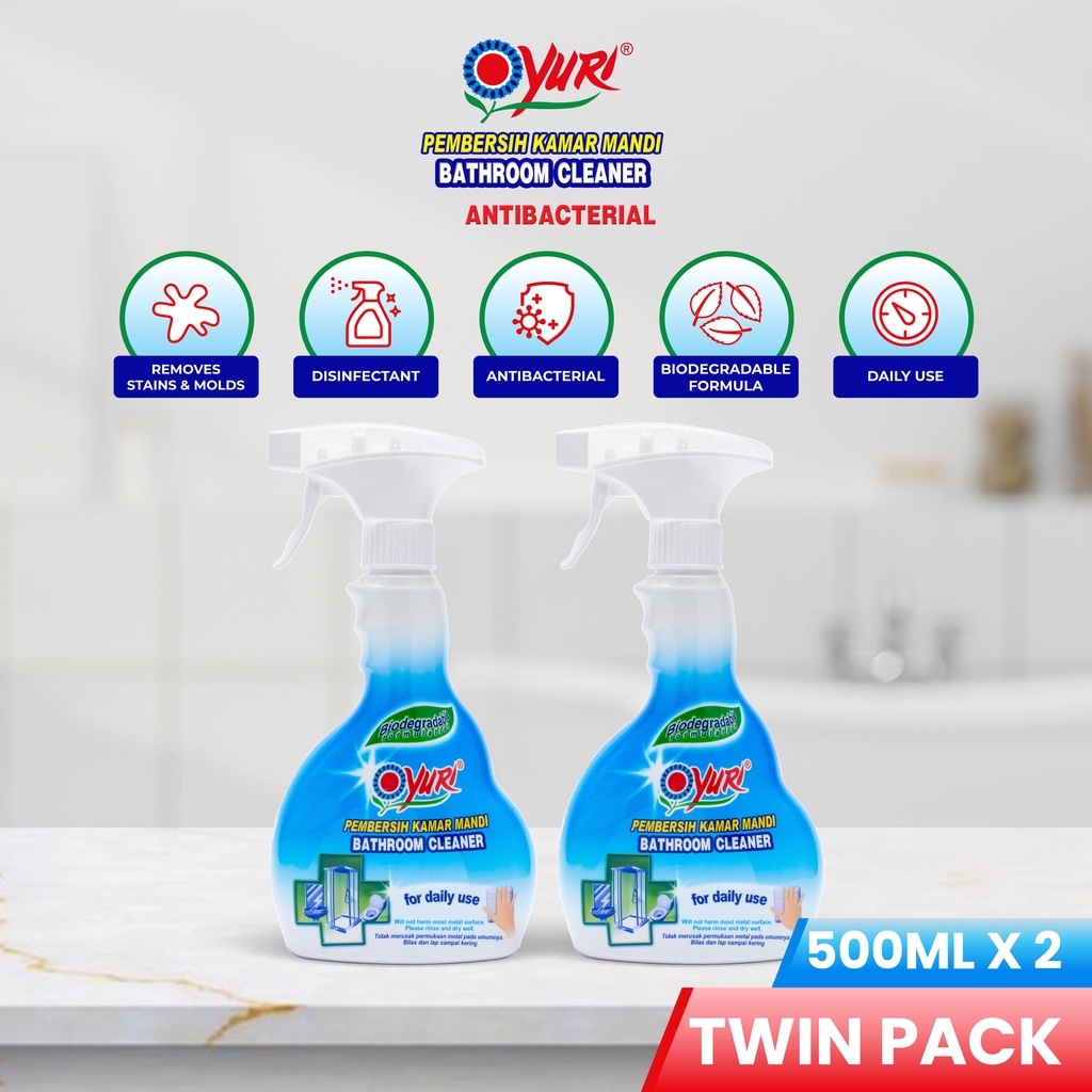 [Twin Pack] Yuri Antibacterial Bathroom Cleaner Spray 500ml x 2 ...