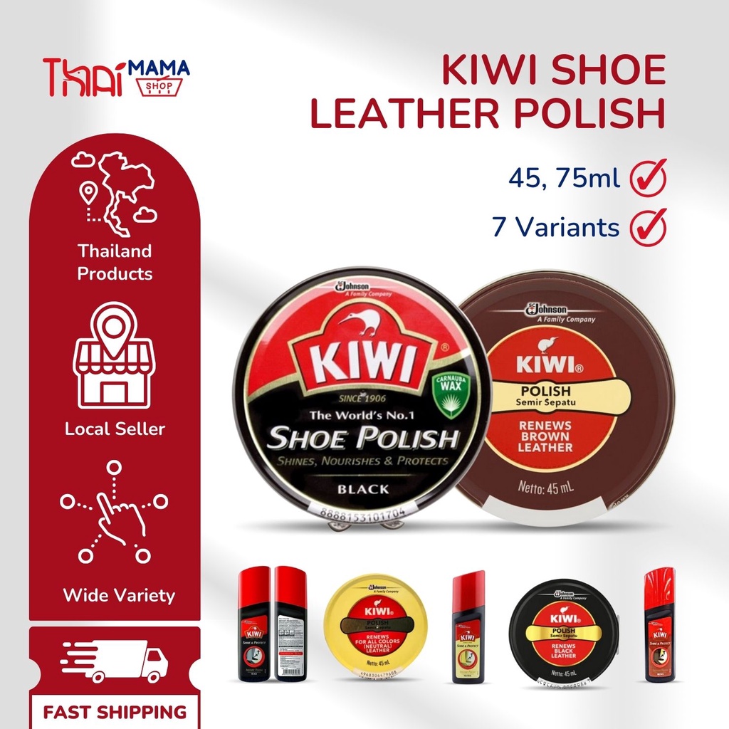 Kiwi Shoe Polish 45ml 75ml Instant Shine Protect Black Neutral Brown Leather Care Shopee Singapore