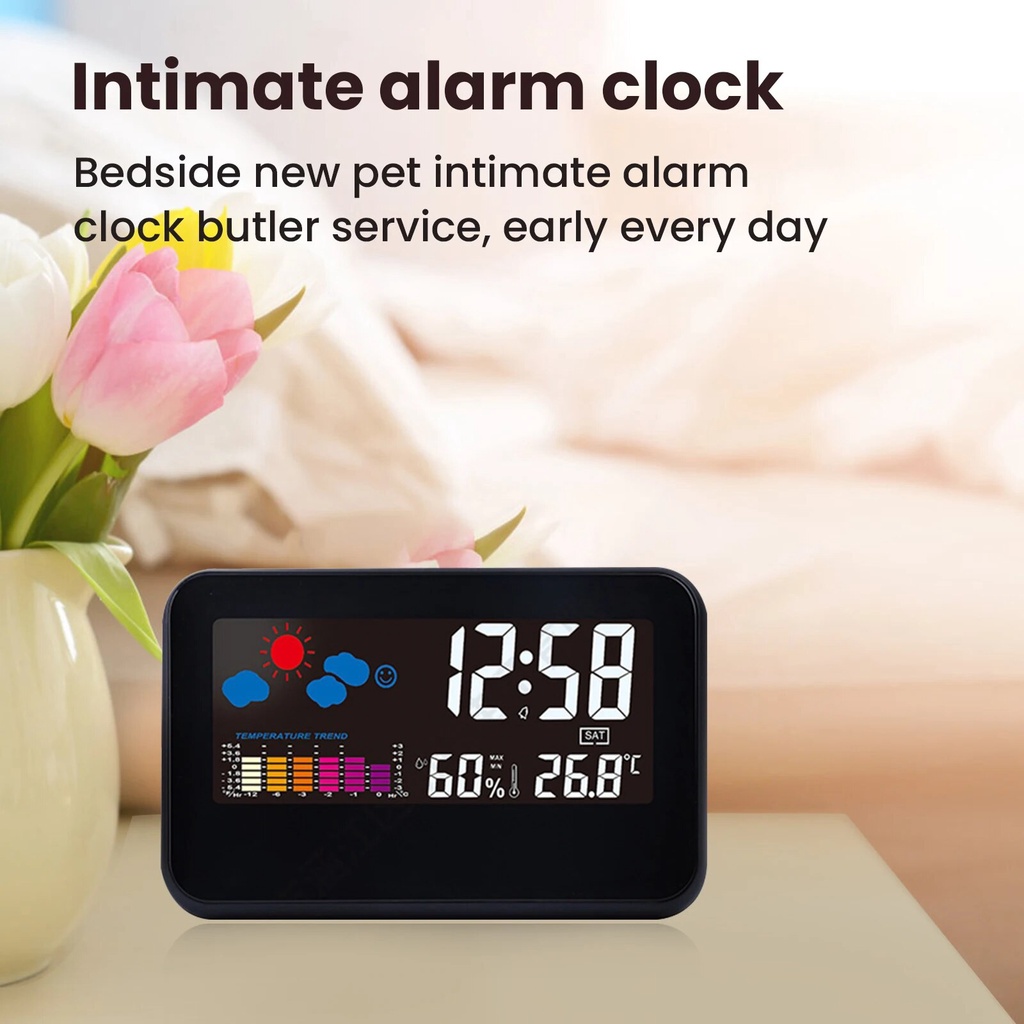 LCD Hygrometer Digital Clock Watch Table Electronic Desktop Clocks ...