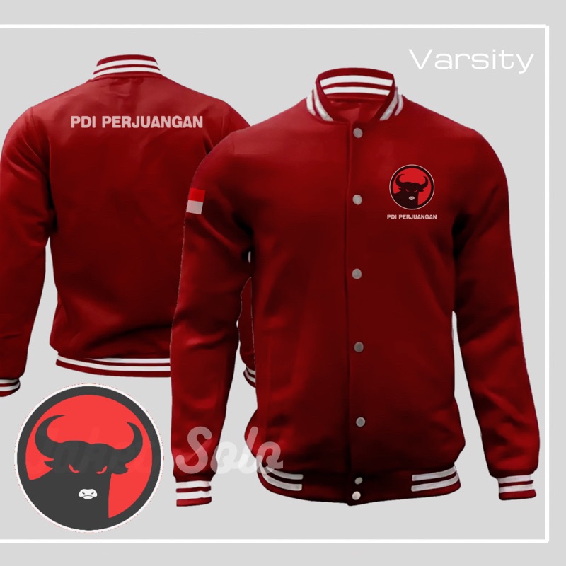 Varsity Baseball Jacket PDI PERJUANGAN PARTY JACKET VARSITY BASEBALL ...