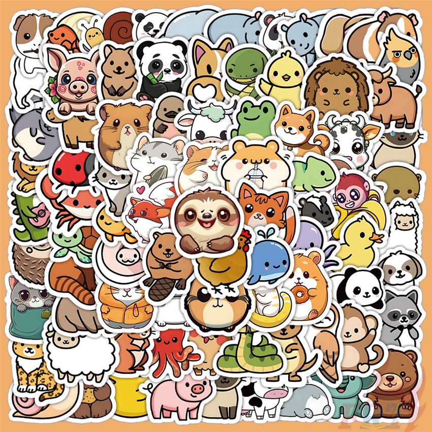 100Pcs/Set Q Funny Animal Q-3 Mini Kids Reward Stickers DIY Fashion ...