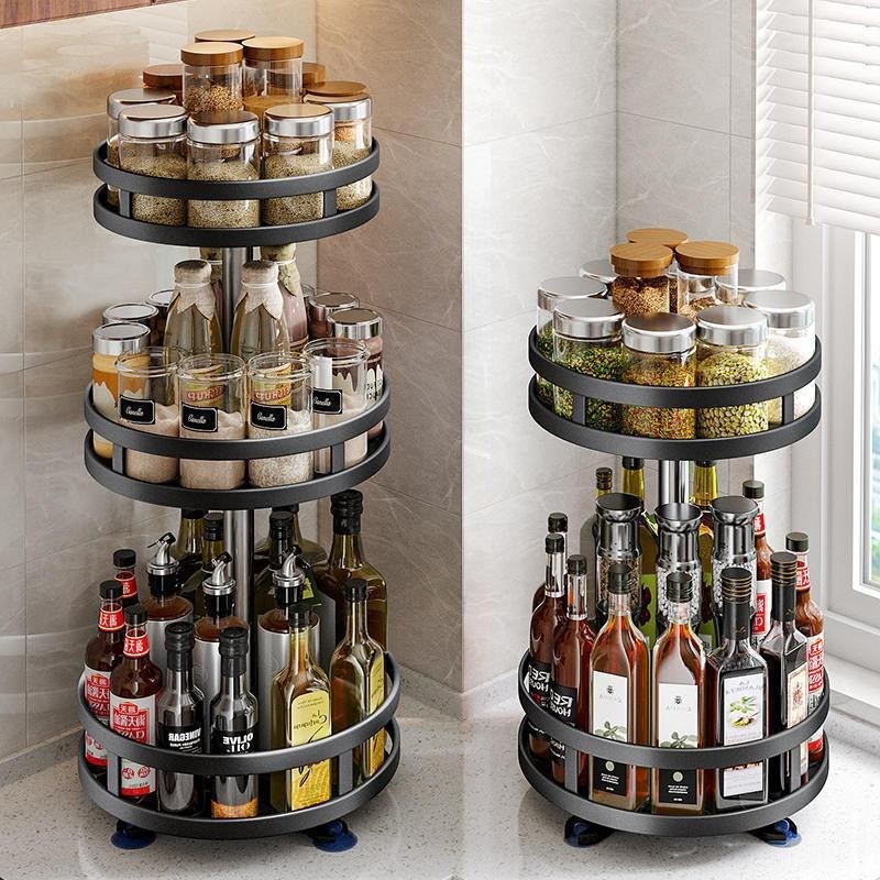 (SG STOCKED) Seasoning Storage Condiments Organizer Rotating Tray Sauce ...