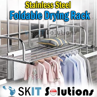 Multiuse Folding Window Drying Rack Stainless Steel Hanging Drying