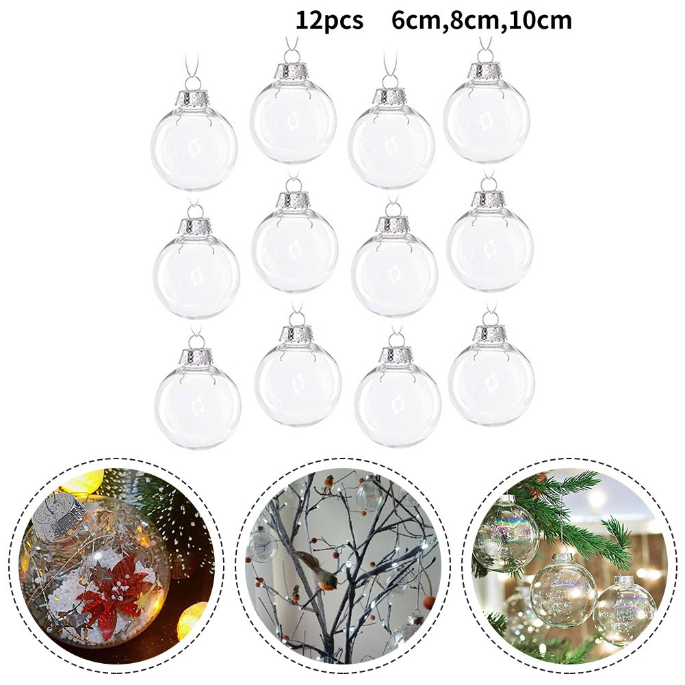 5Pcs Christmas Tree Hanging Decorations Ball Clear Plastic Round