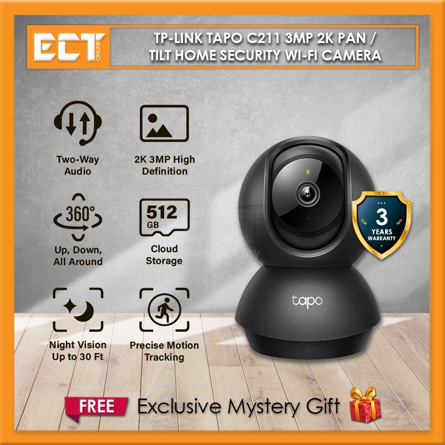 TPLink Tapo C211 3MP 2K Pan / Tilt Home Security WiFi Camera wight Night Version and Cloud