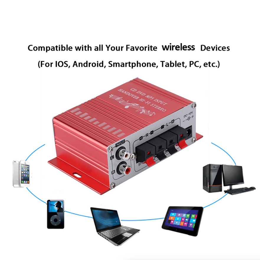 【New 2024】HY2001Mini 12V 2 Channel 20W+20W HiFi Mini Car Amplifier